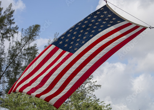 Large USA Flag hanging diagnal