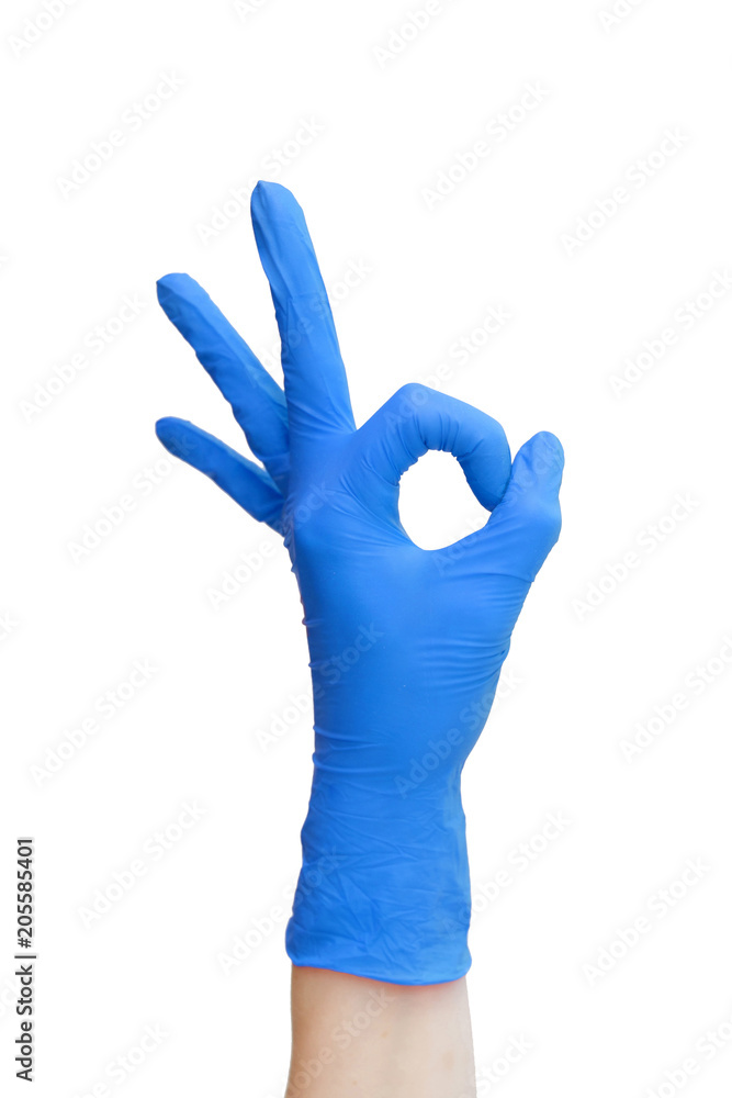 Ok sign made of blue medical gloves. Fingers Okay symbol. Healthy lifestyle, vitamins, vaccination, afraid of injections, medical store, pharmacy, recovery, useful habits, proper nutrition Ok sign made of blue medical gloves. Fingers Okay symbol. Healthy lifestyle, vitamins, vaccination, afraid of injections, medical store, pharmacy, recovery, useful habits, proper nutrition