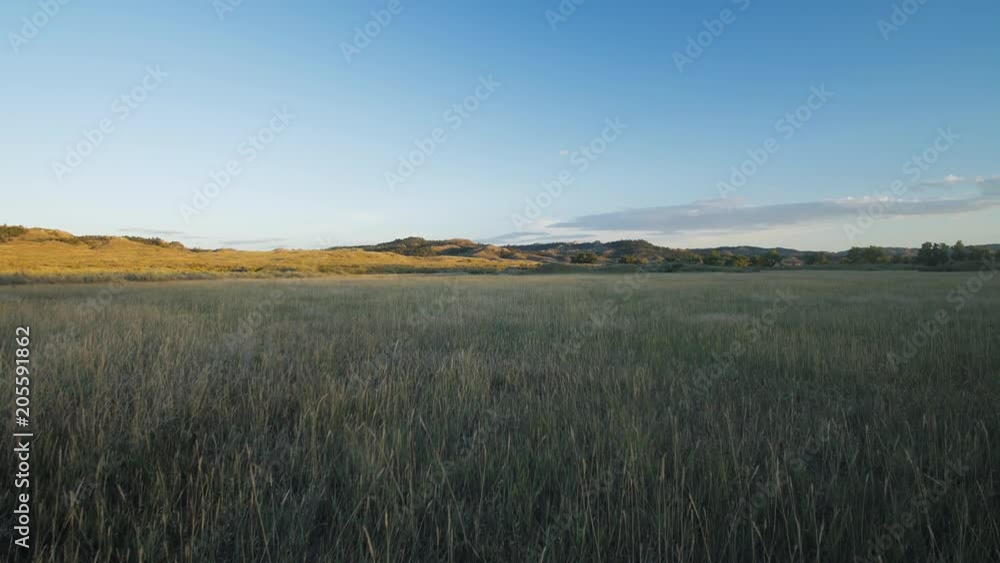 Dolly right past sagebrush as sun sets over hills in back Dolly right past sagebrush as sun sets over hills in back