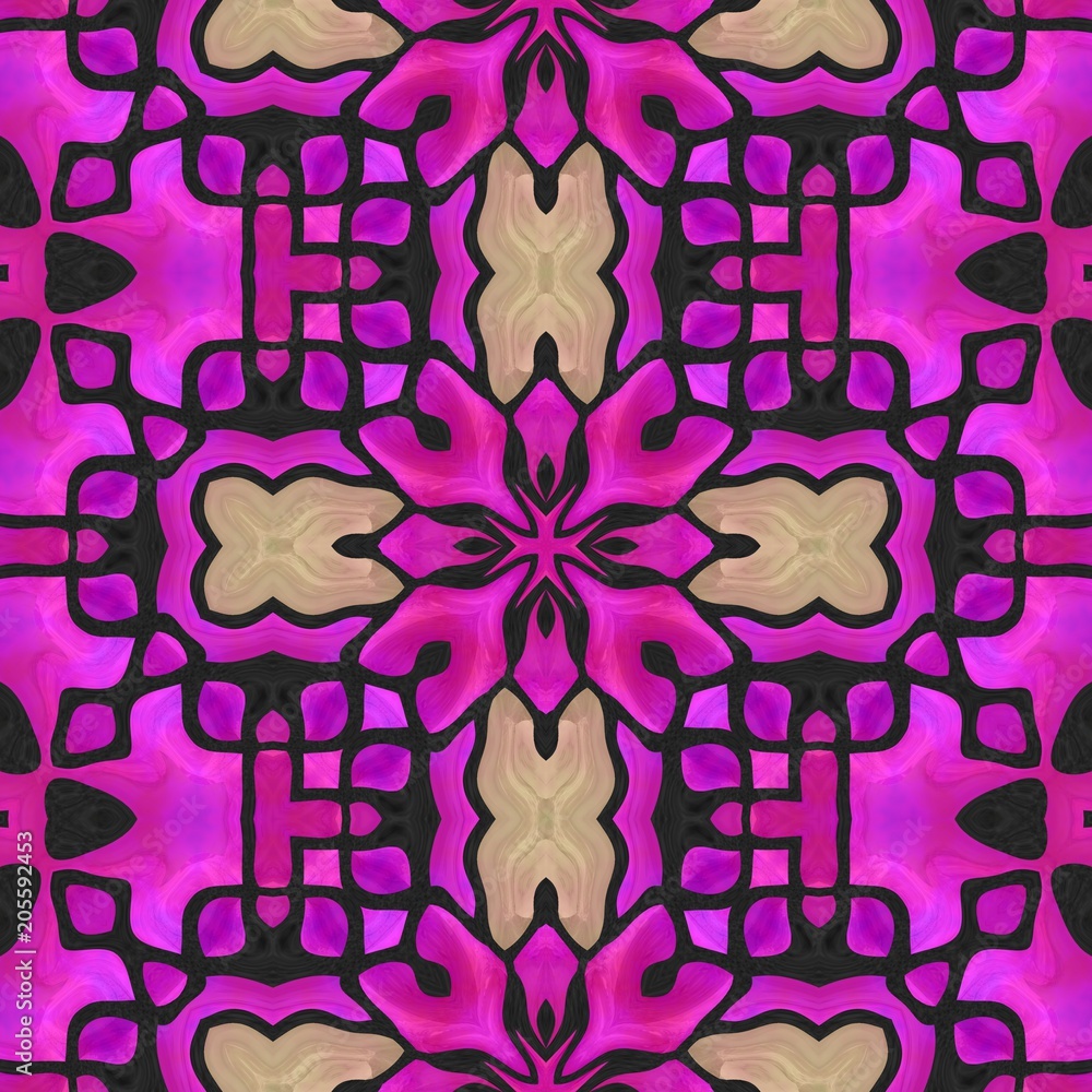 Seamless abstract festive ornamental pattern design violet fuchsia background