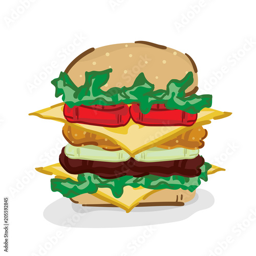 fastfood hamburger drawing graphic object