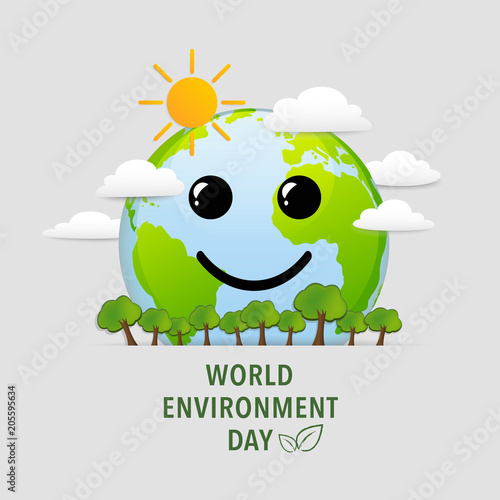 World environment day with world smile, Vector illustration