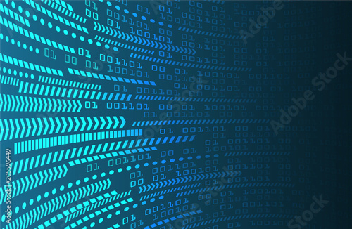 binary circuit board future technology, blue cyber security concept background, abstract hi speed digital internet.motion move blur. pixel vector