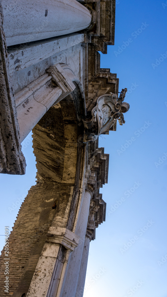 Arch of Septimius Severus from below in the Roman Forum, Rome, Italy Arch of Septimius Severus from below in the Roman Forum, Rome, Italy
