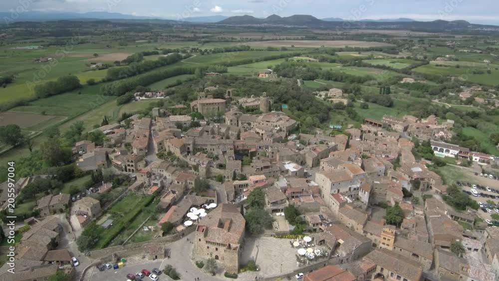 Girona. Aerial view in village of Pals. Costa Brava,Catalonia. Spain. 4k Drone Video Girona. Aerial view in village of Pals. Costa Brava,Catalonia. Spain. 4k Drone Video
