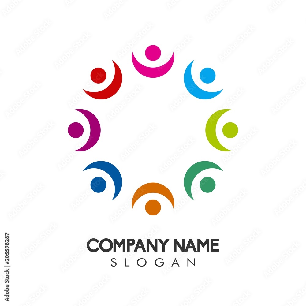 Naklejka premium People colorful logo design concept