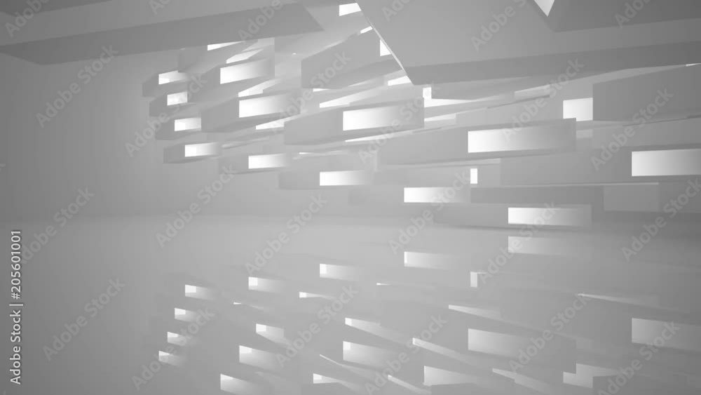 Abstract white interior multilevel public space with window. 3D animation and rendering. Abstract white interior multilevel public space with window. 3D animation and rendering.