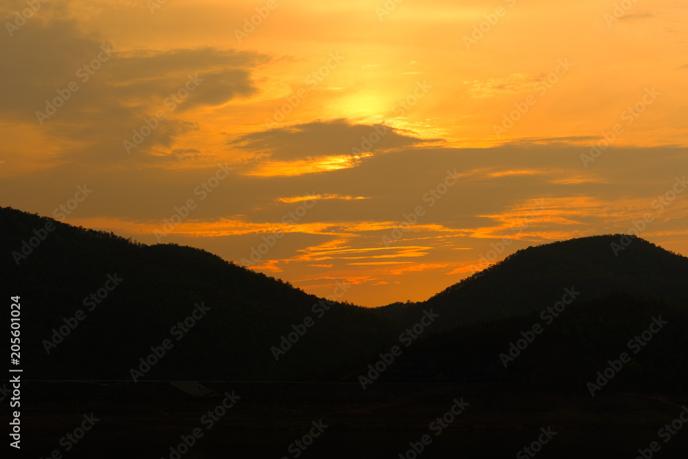 Silhouette of mountains,sunset