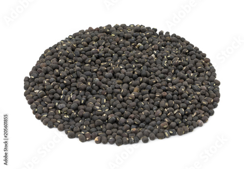 Heap of Black Gram or Black Mung isolated on White Background
