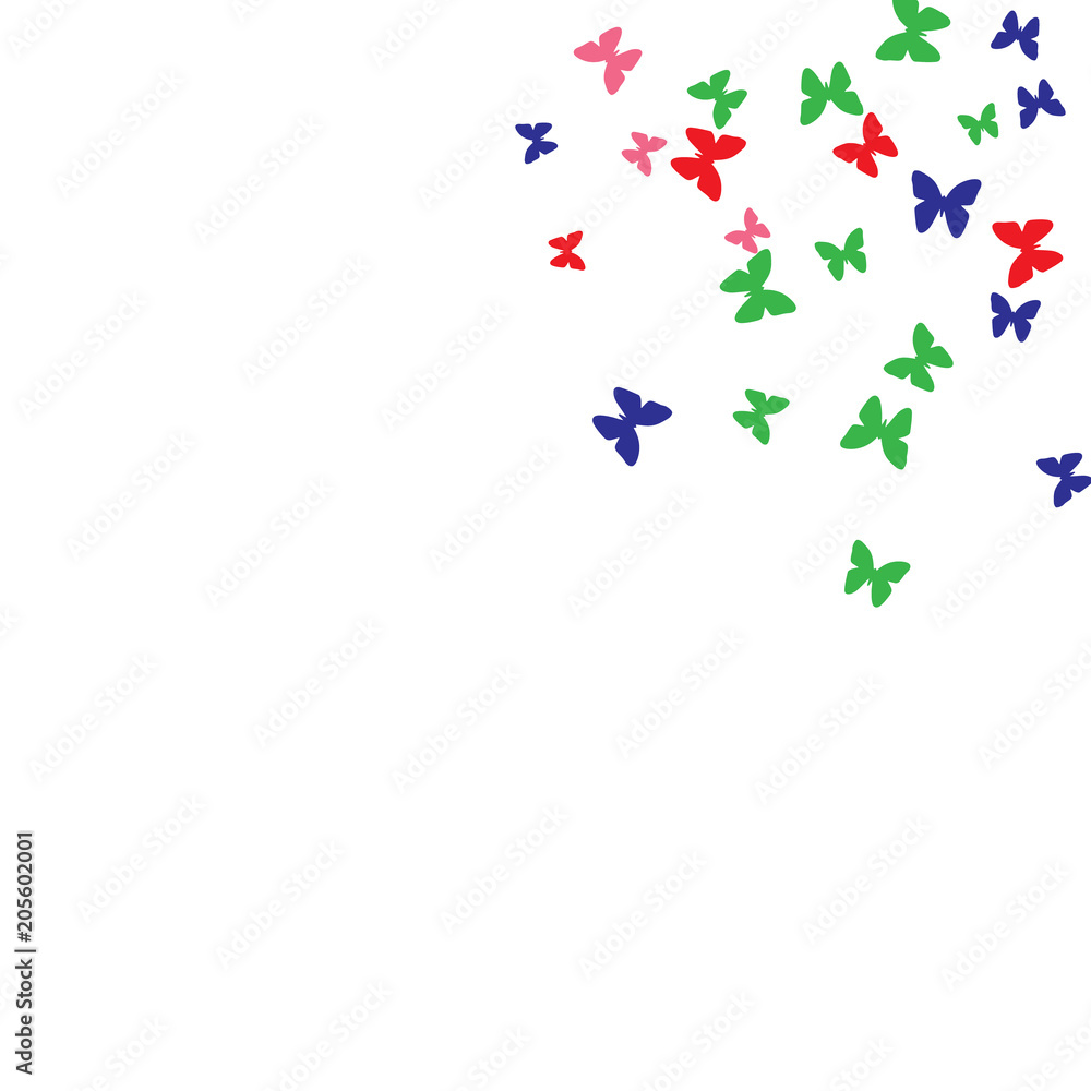 Summer Background with Colorful Butterflies. Simple Feminine Pattern for Card, Invitation, Print. Trendy Decoration with Beautiful Butterfly Silhouettes. Vector Background with Moth Summer Background with Colorful Butterflies. Simple Feminine Pattern for Card, Invitation, Print. Trendy Decoration with Beautiful Butterfly Silhouettes. Vector Background with Moth
