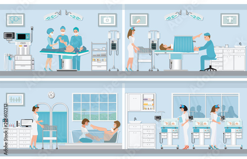Various birthing of pregnant woman.