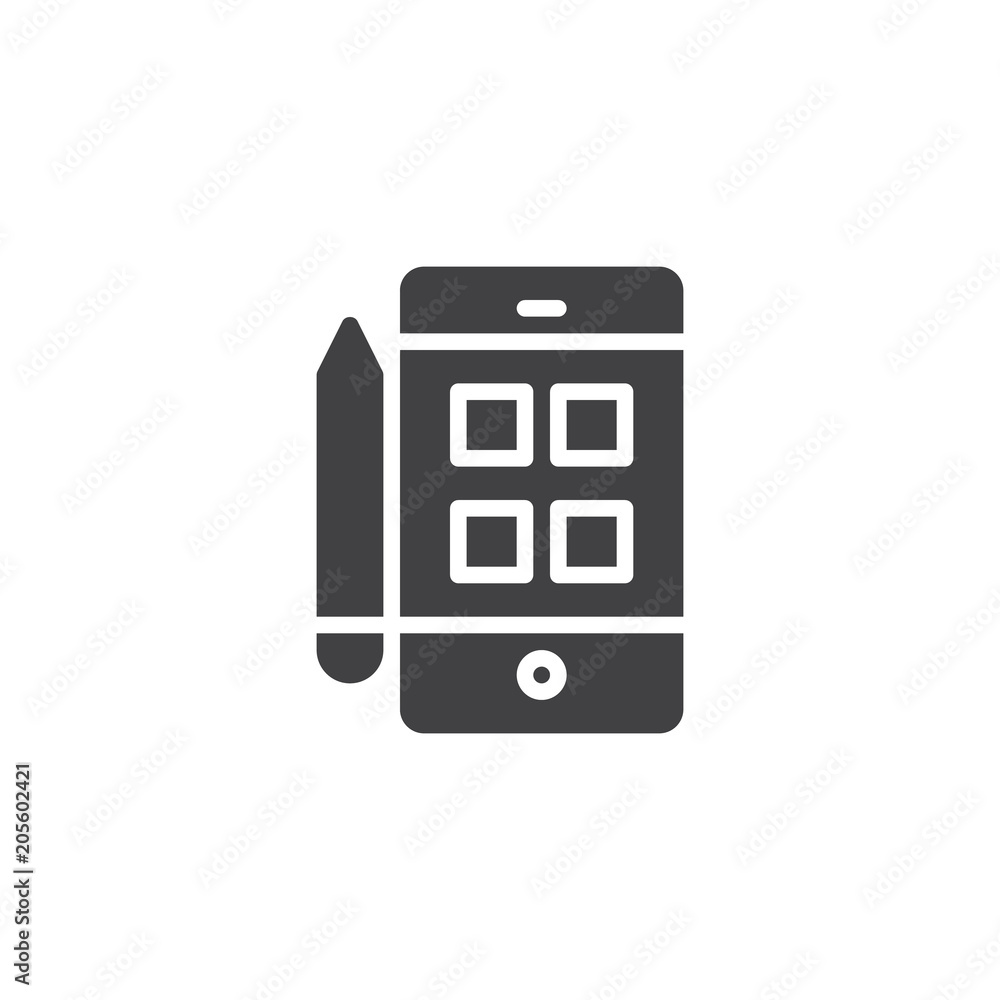 Smartphone and pencil vector icon. filled flat sign for mobile concept and web design. simple solid icon. Symbol, logo illustration. Pixel perfect vector graphics Smartphone and pencil vector icon. filled flat sign for mobile concept and web design. simple solid icon. Symbol, logo illustration. Pixel perfect vector graphics