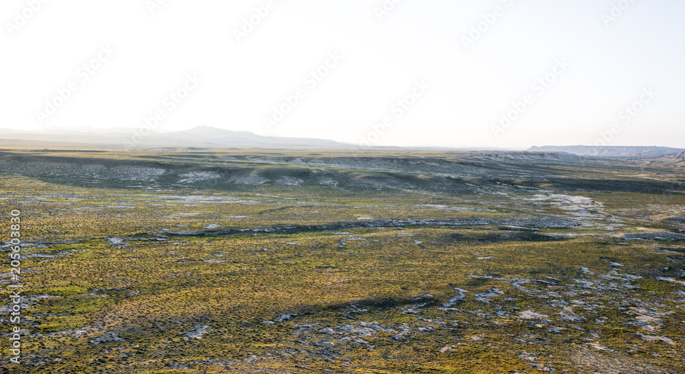 Wide view scenery of the steppe plain