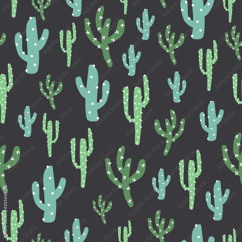 Green cactus in dark background. A playful, modern, and flexible