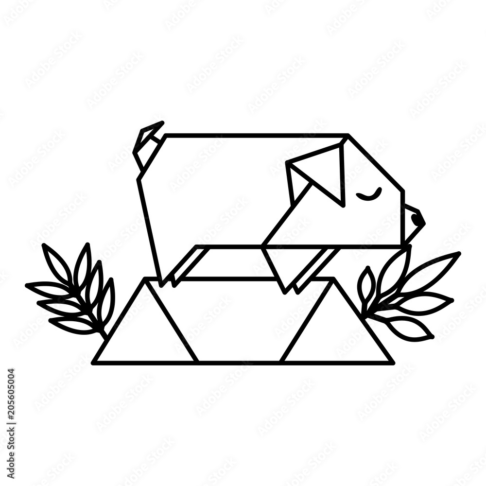 pig origami paper in the field vector illustration design pig origami paper in the field vector illustration design