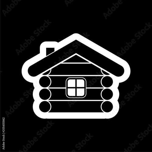 Wood log house icon on dark background