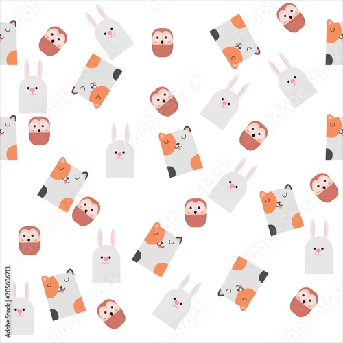 Tapety Bezszwowy deseniowy zwierzęcy lasowy tło