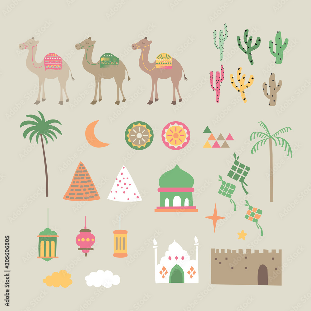 custom made wallpaper toronto digitalMiddle east, eid mubarak, ramadhan graphic set. A playful, modern, and flexible print for brand who has cute and fun style. Happy, bright, and magical mood.