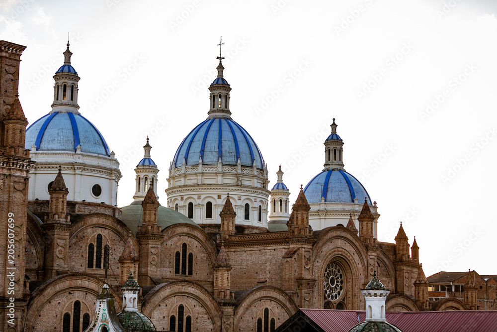 Domes of New Cathedral tower over Cuenca, Ecuador