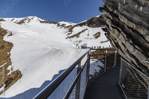 Sky cliff walk on First peak of Alps mountain at Grindelwald Switzerland