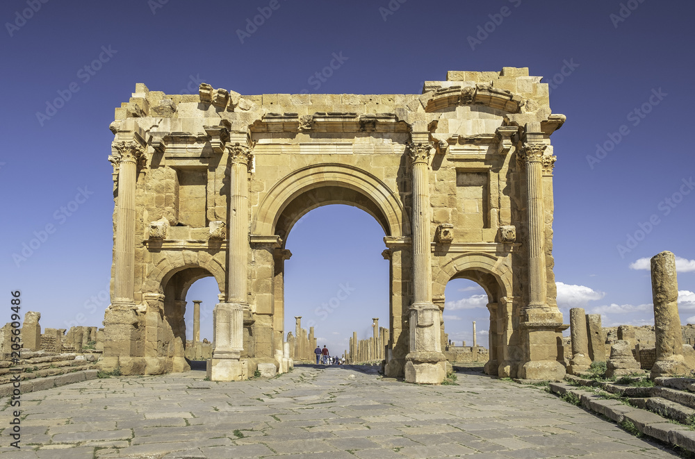 Trajan's arch in roman town Timgad (Colonia Marciana Ulpia Traiana Thamugadi), Algeria