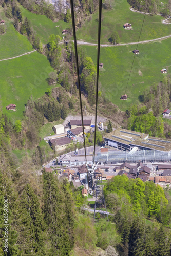 Cable car station rise up to mountain from Lauterbrunnen to gutschalp photo