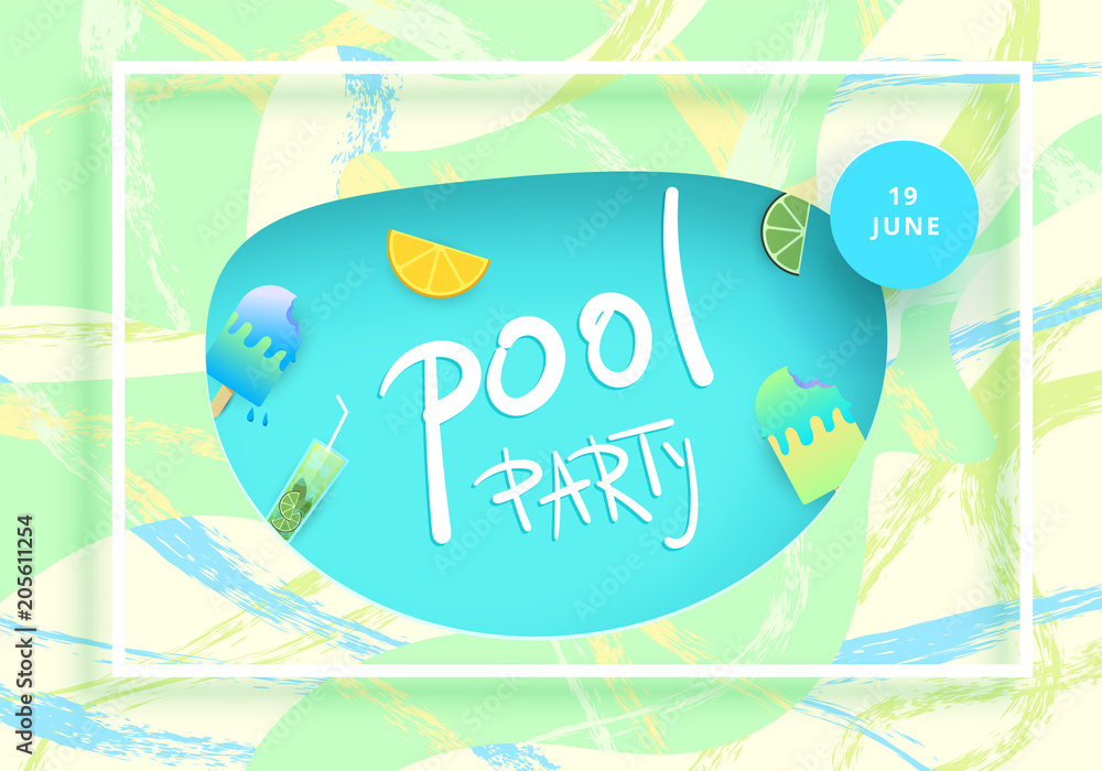 Pool Party flyer. Vector illustration.