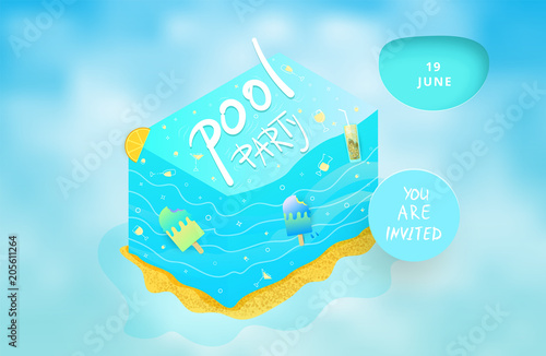 Pool Party flyer. Vector illustration.