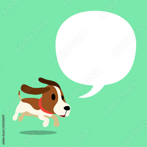 Vector cartoon character hound dog and a white speech bubble