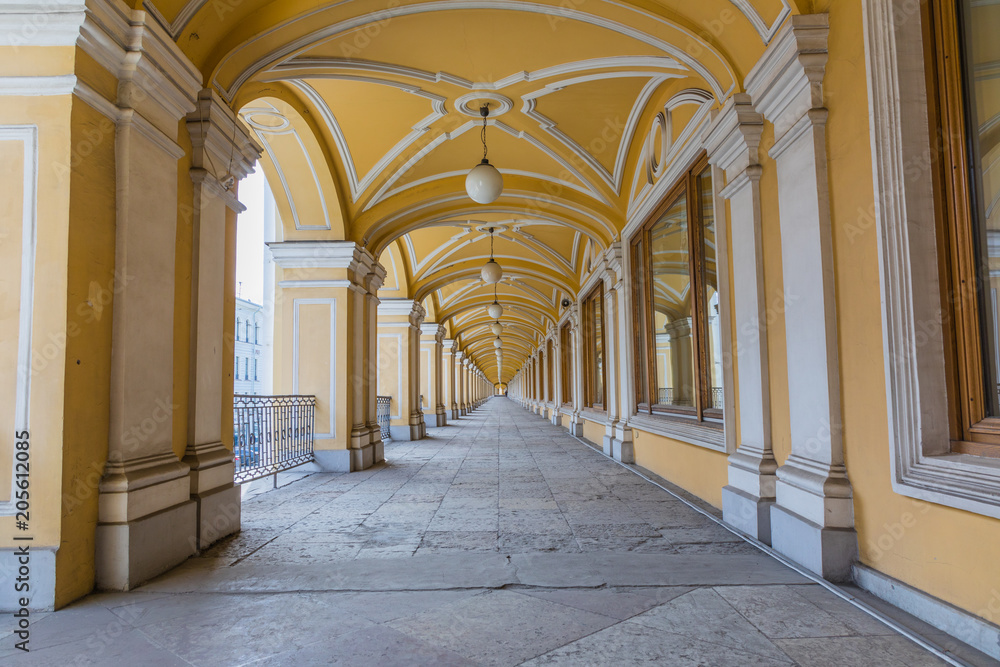 The top gallery with arches (Gostiny Dvor. Saint-Petersburg)