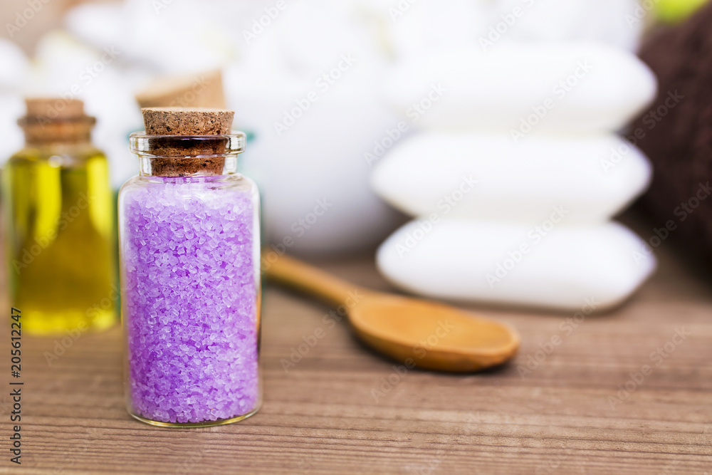 oils, bath salts and soaps. spa concept oils, bath salts and soaps. spa concept