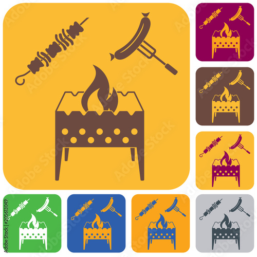 Brazier, kebab and sausage icon