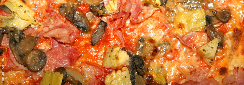 backgroud of pizza with mushroom and artchokes backgroud of pizza with mushroom and artchokes