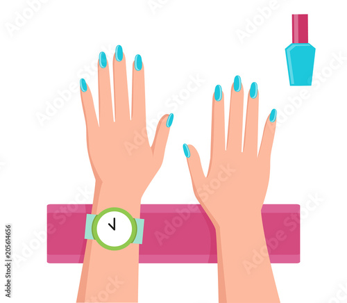 Pretty Blue Manicure Banner Vector Illustration