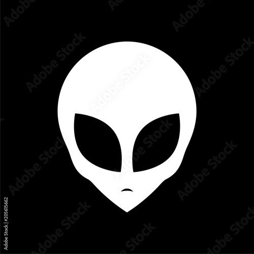 Alien head icon, Extraterrestrial alien face on dark background