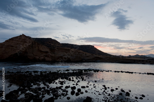 The closed cove in Aguilas at sunset, Murcia