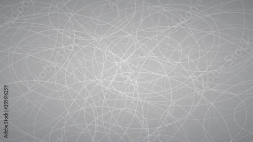 Abstract background of randomly arranged contours of elipses in gray colors.