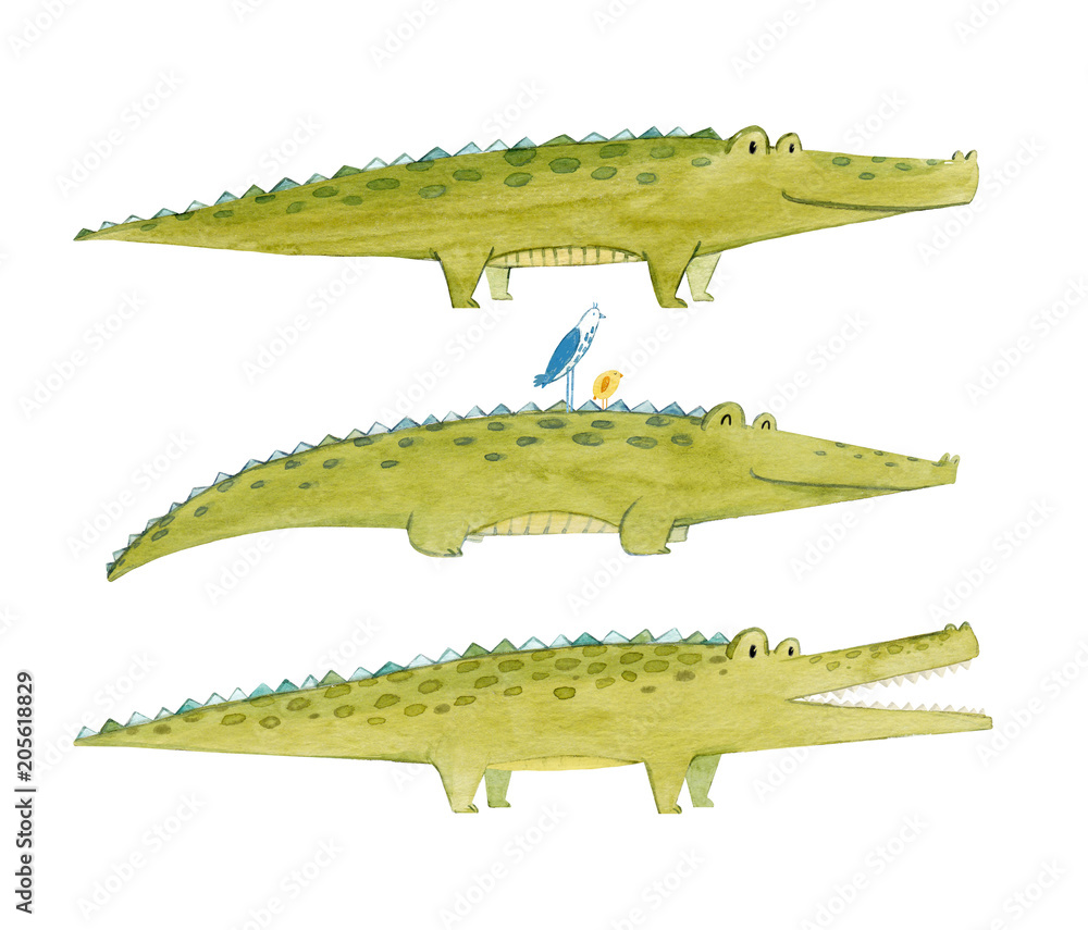Obraz Watercolor crocodile set