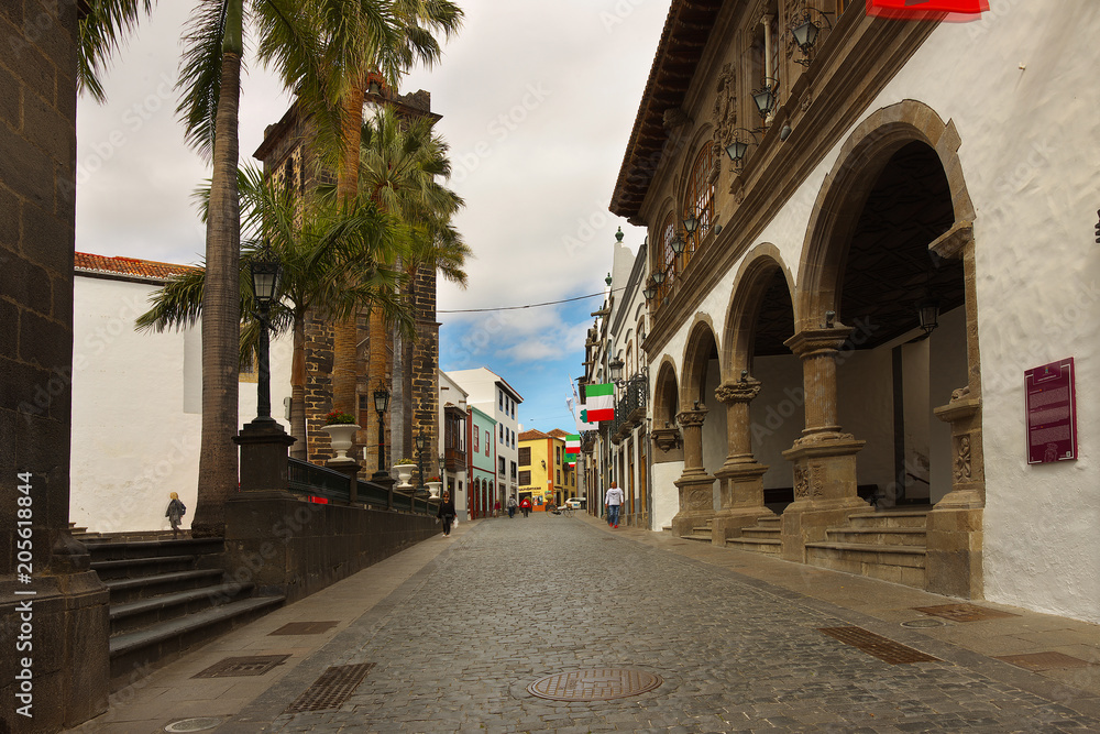 Street in a town of Santa Cruz de la Palma, island of la Palma, Canary islands