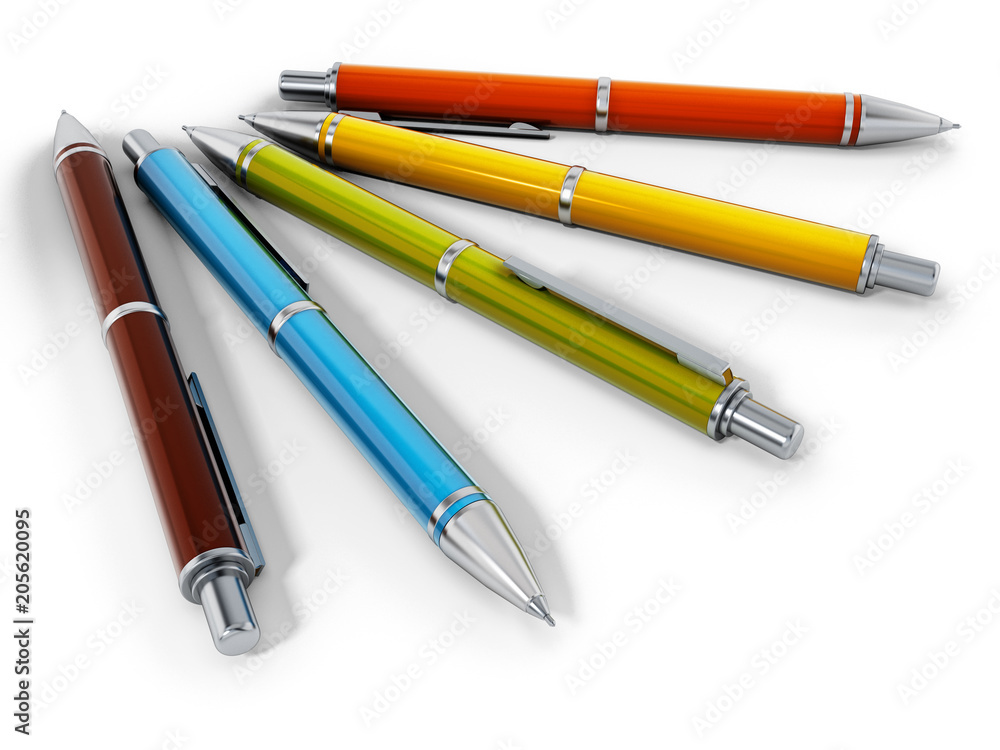 Red ballpoint pen isolated on white background. 3D illustration Red ballpoint pen isolated on white background. 3D illustration