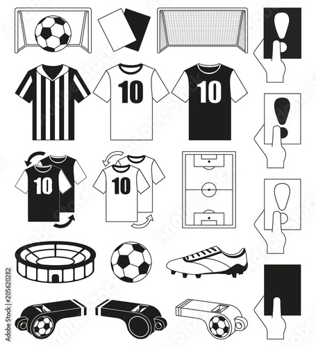 19 soccer elements black and white set