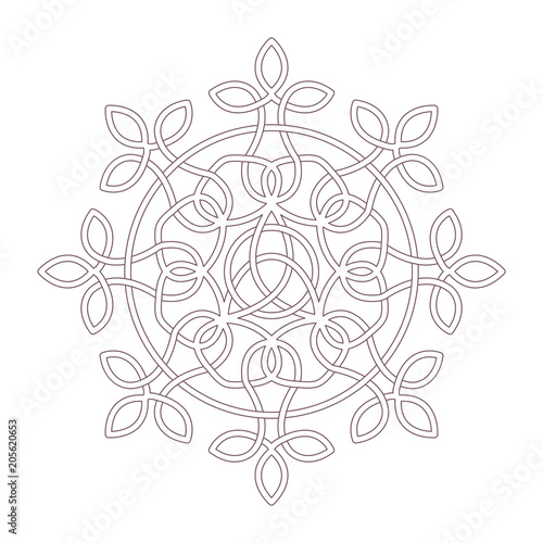 Line art of simple circular celtic mandala design for coloring books