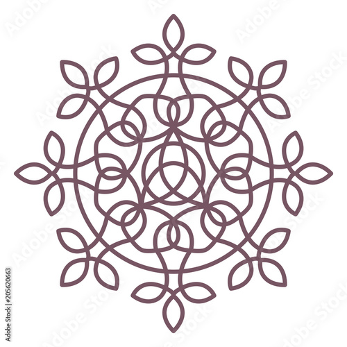 Line art of simple circular celtic mandala design for coloring books
