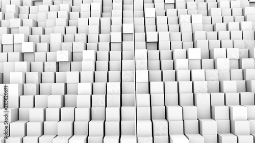 Fotografie Many abstract cubes, optical Illusion, modern computer generated 3D rendering ba