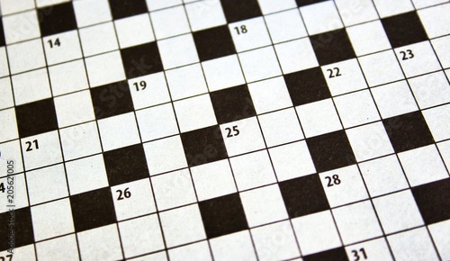 Closeup of crossword puzzle from a newspaper photo
