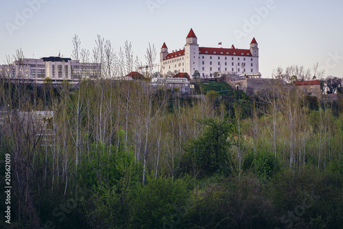 Photography Castle and National Council building in Bratislava city, capital of Slovakia