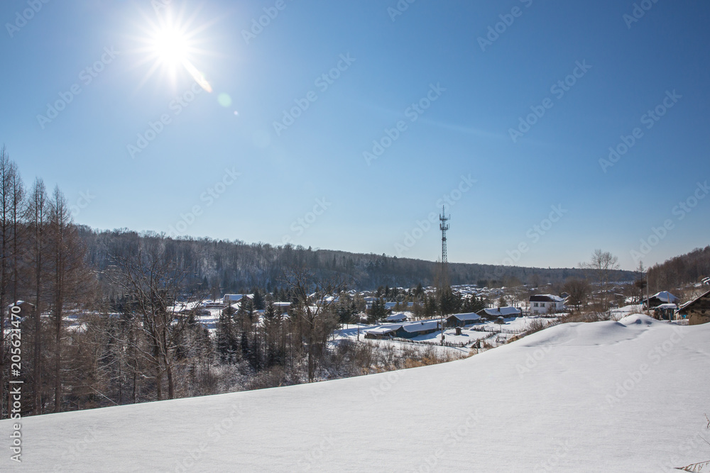 landscape of mountain in winter 