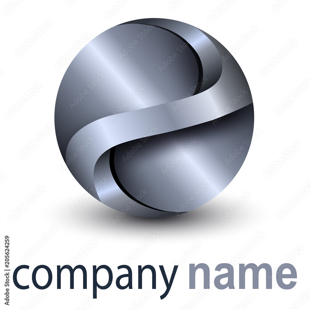 Logo business 3D sphere, silver vector symbol. Logo business 3D sphere, silver vector symbol.