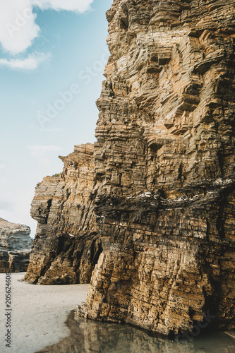 Stone texture of Las Catedrales beach, Spain