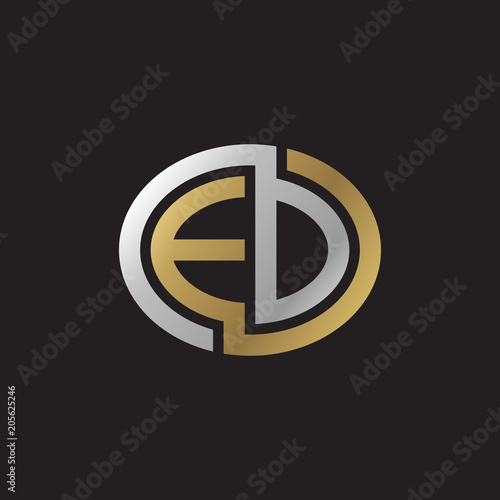 Foto Initial letter ED, EO, looping line, ellipse shape logo, silver gold color on bl